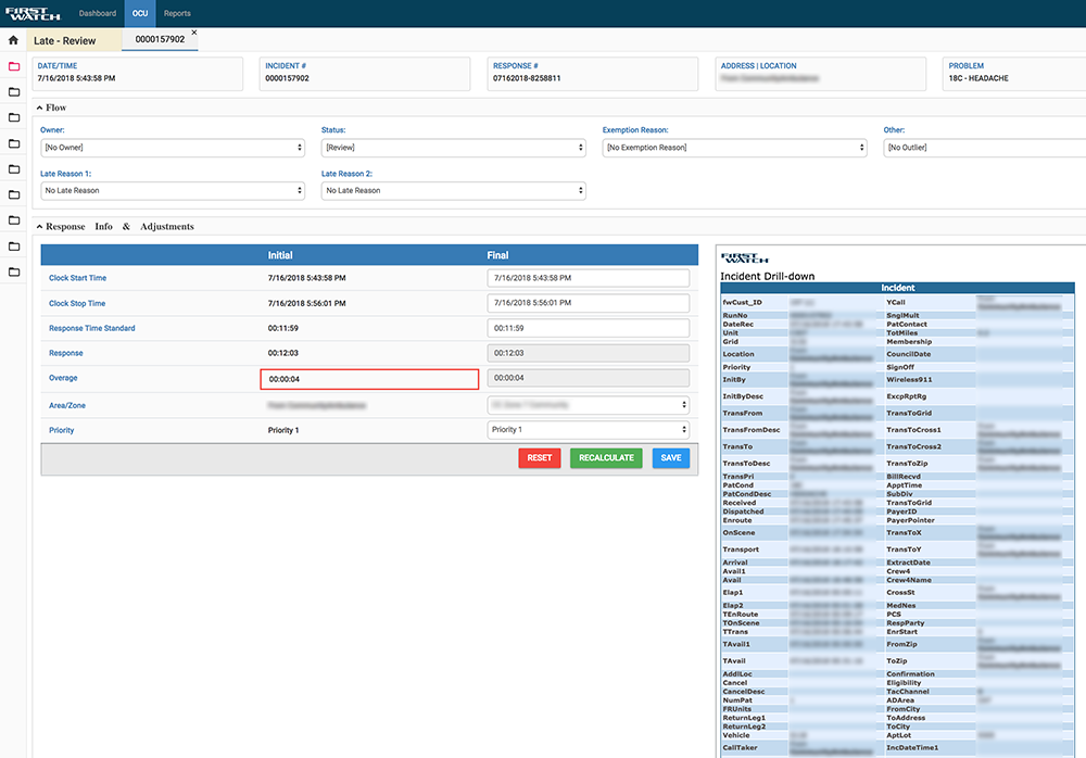 OCU Call Dashboard